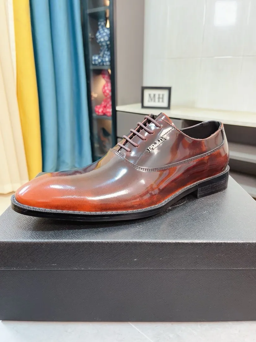 Men's shoes 💰540🌹🌹【PRADA Leather Shoes】Top purchasing agent Original imported Italian custom cowhide leather surface, fully imported water-dyed breathable cowhide lining, original factory special molded sole super comfortable, size: 38-44